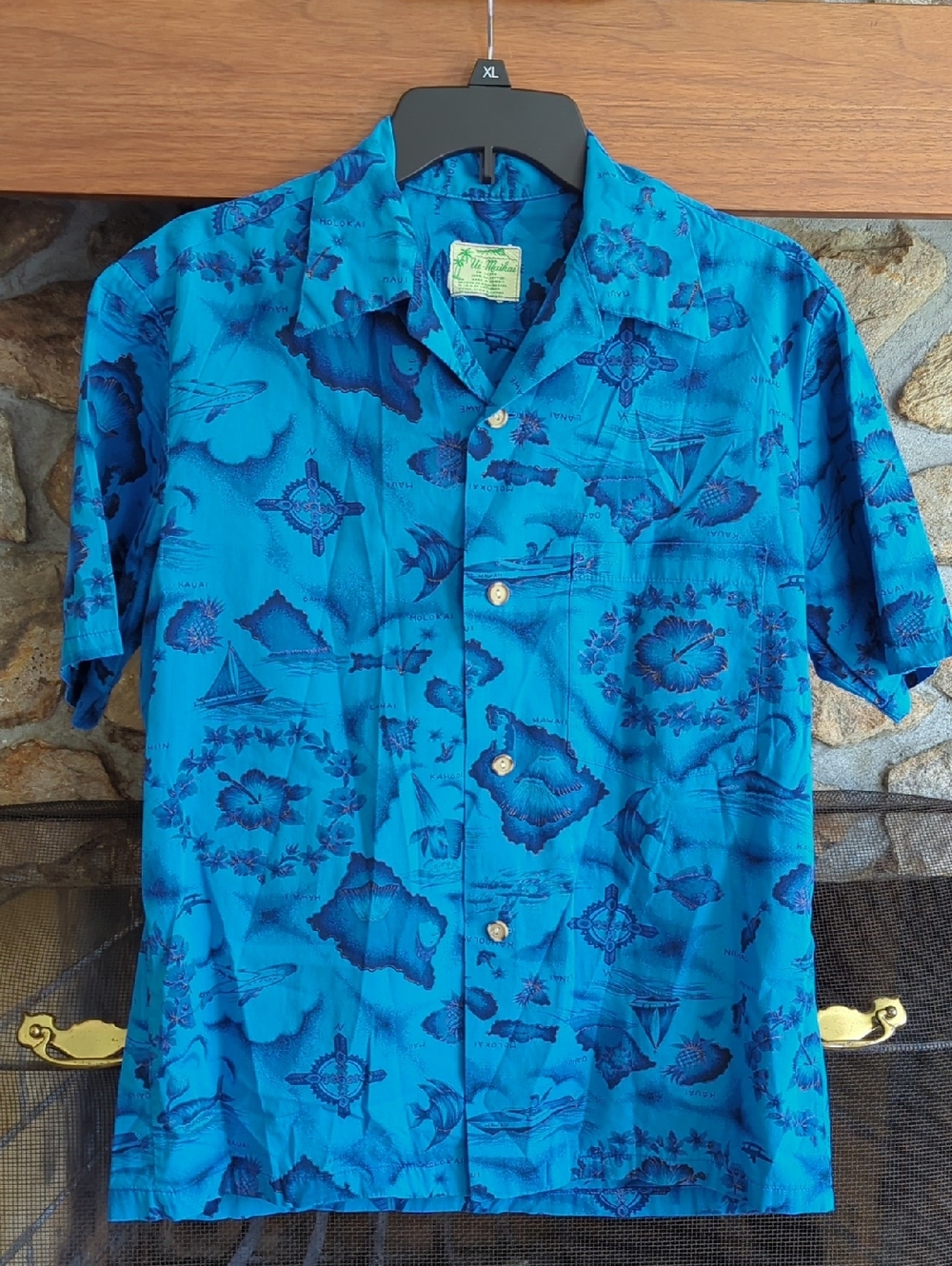Vintage Ui-Maikai Blue Cotton Hawaiian Shirt